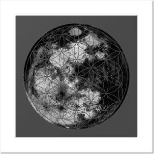 Dark Moon Flower of Life Posters and Art